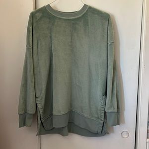 Sage Green Fuzzy Long Sleeve Shirt